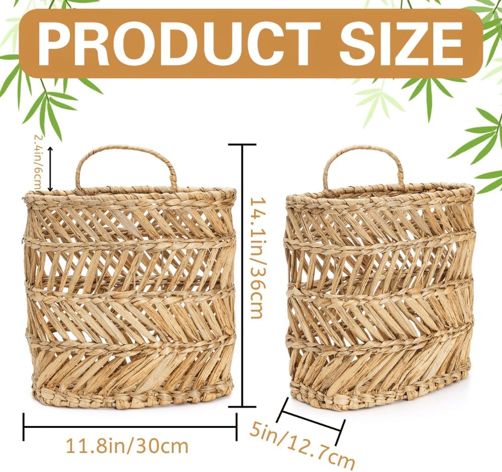 Large Woven Hanging Storage Basket / Natural / 12 x 5 x 14