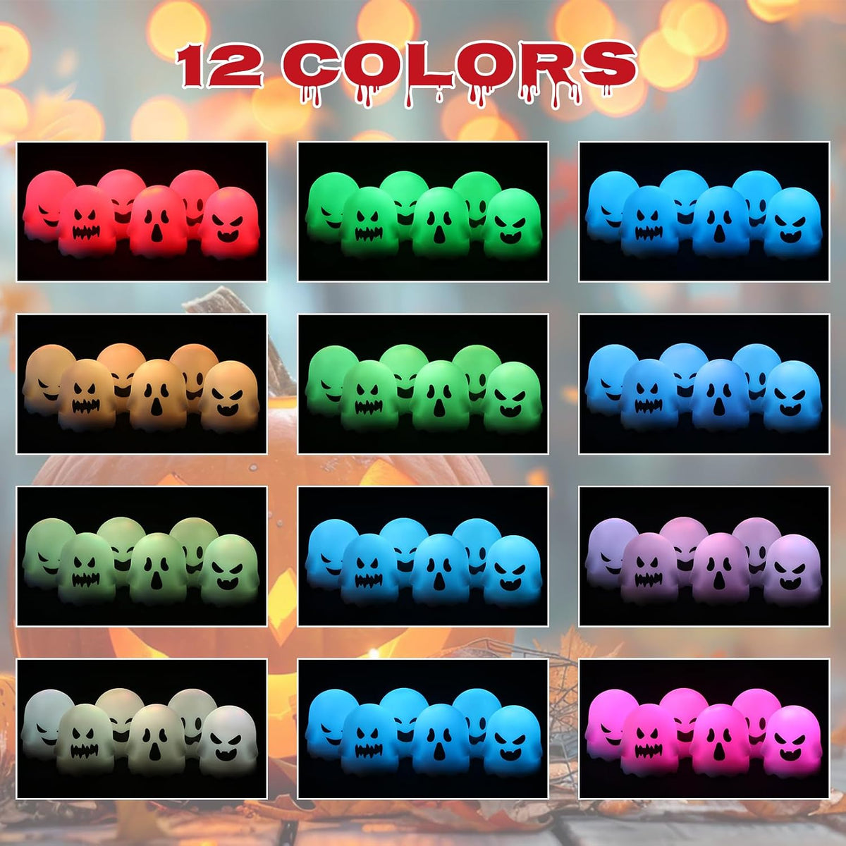 Halloween Ghost Flameless Candles Color Changing with Remote Timer | Battery Operated LED Votive Candle, 400 Hours Long
