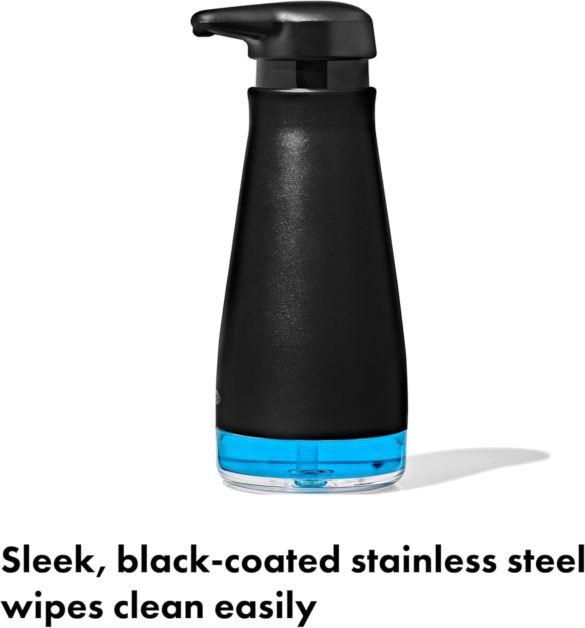 OXO Good Grips Stainless Steel Easy Press Soap Dispenser - Matte Black | 15 oz Capacity, One-Handed Press