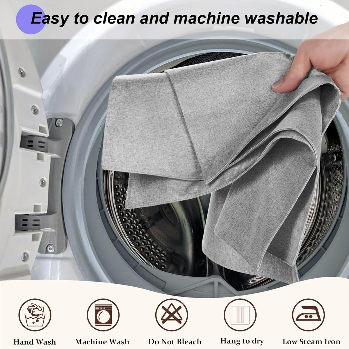 Cloth Placemats Set of 6, Cotton Linen Blend Place Mats, Light Gray | Machine Washable, Double Layered, Heat Resistant