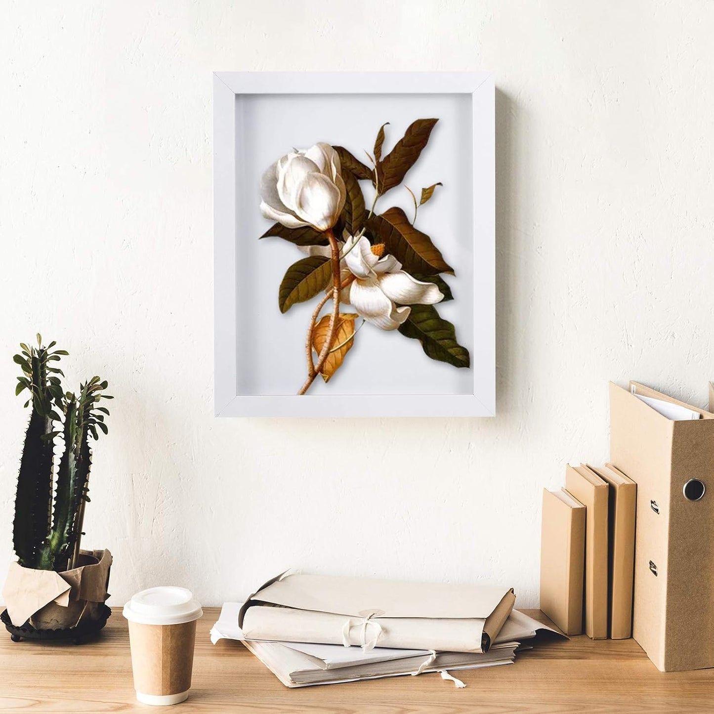Muzilife 8x10 Shadow Box 3D Picture Frames, Wood & Glass, 3 Pack, White | FSC-Certified MDF | With Stand | Tabletop or