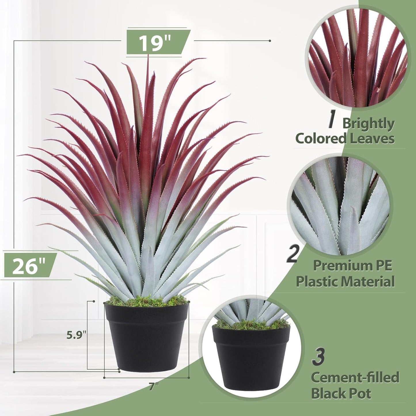 Artificial Aloe Vera Plant / Red / 2 Inch / Set of 26