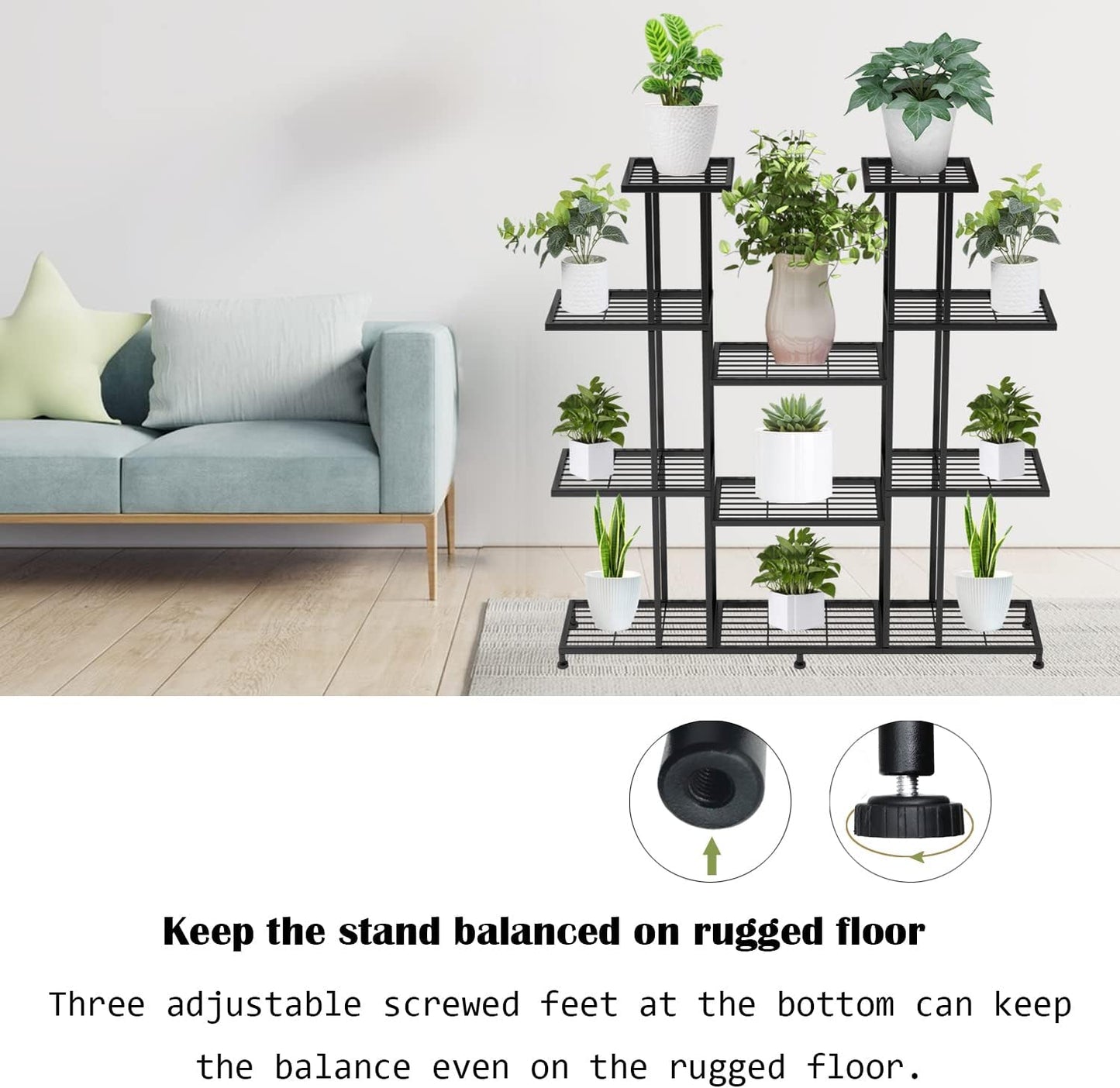 Twhep Heavy Duty Metal Plant Stand, large Multifunctional Plant Stand for Indoor Outdoor, for Tall Large Rack for
