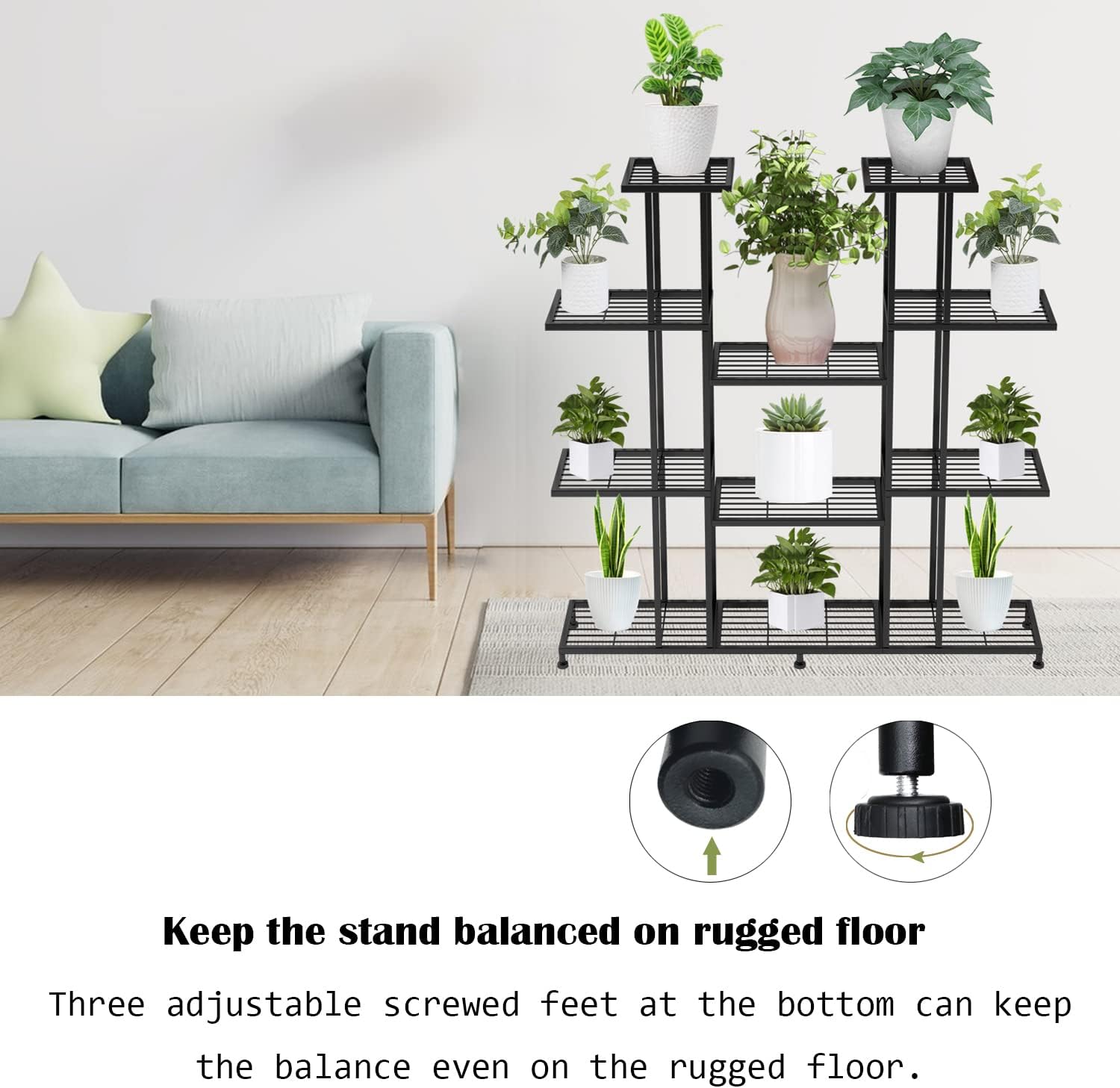 Twhep Heavy Duty Metal Plant Stand, large Multifunctional Plant Stand for Indoor Outdoor, for Tall Large Rack for