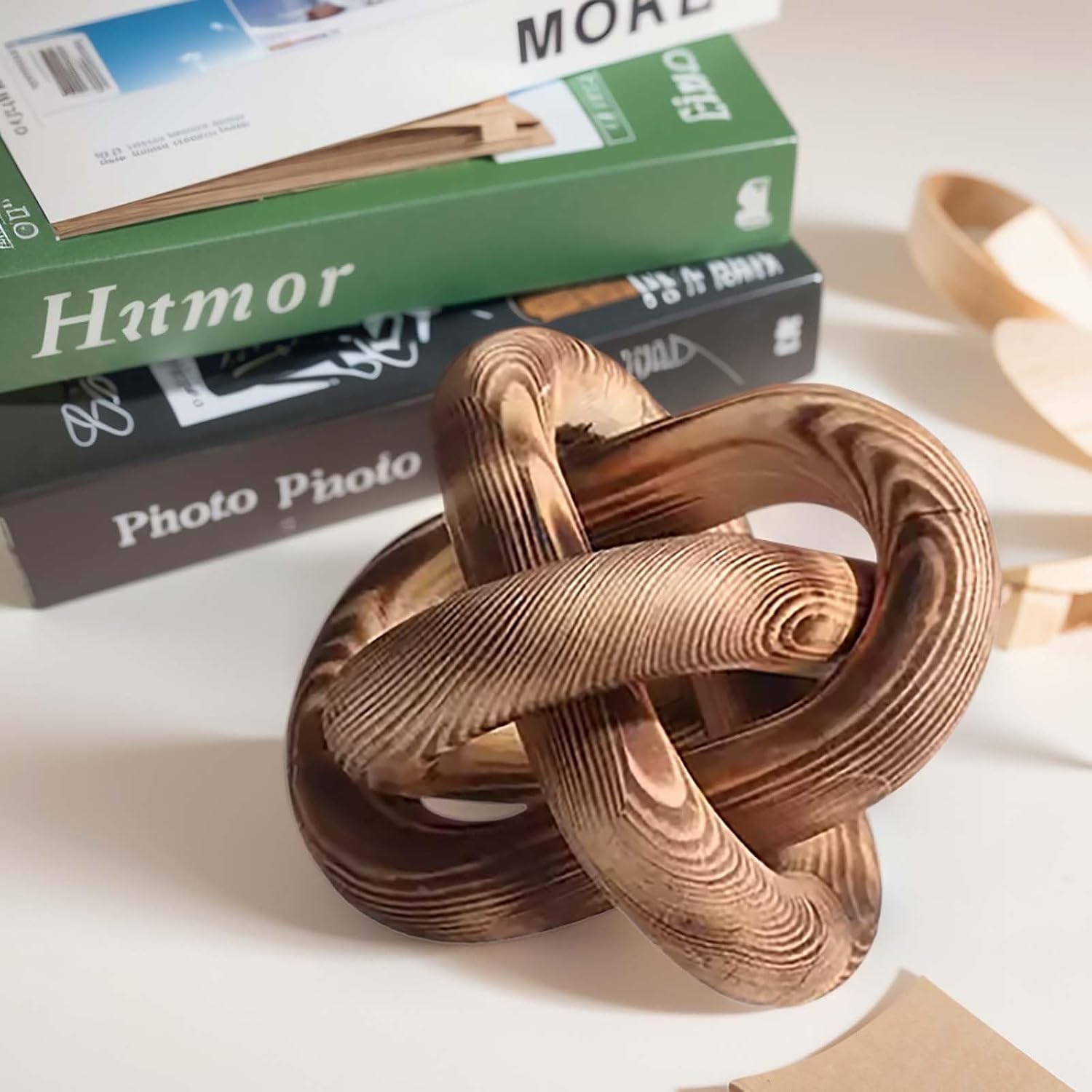 Wood Chain Link Decor--3 Link Wood Knot Decor Hand Carved Coffee Table Decor Farmhouse / Retro