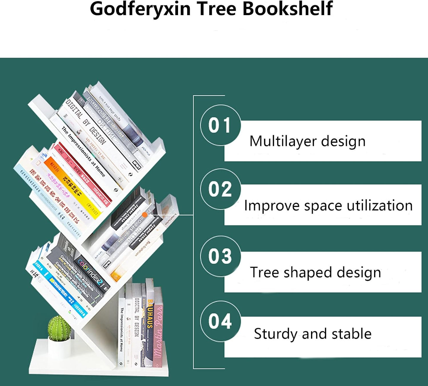 5-Tier White Wood Small Bookshelf / 5-tier-white