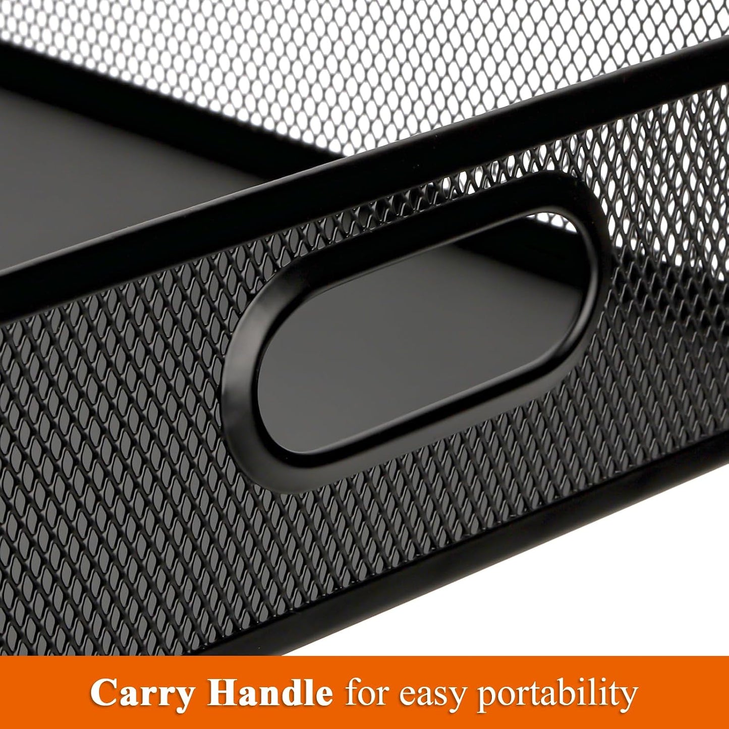 Elsjoy 2 Pack Desk Drawer Organizer Tray, Metal Mesh Desktop Storage Tray Office File Organizer with Handle, Portable