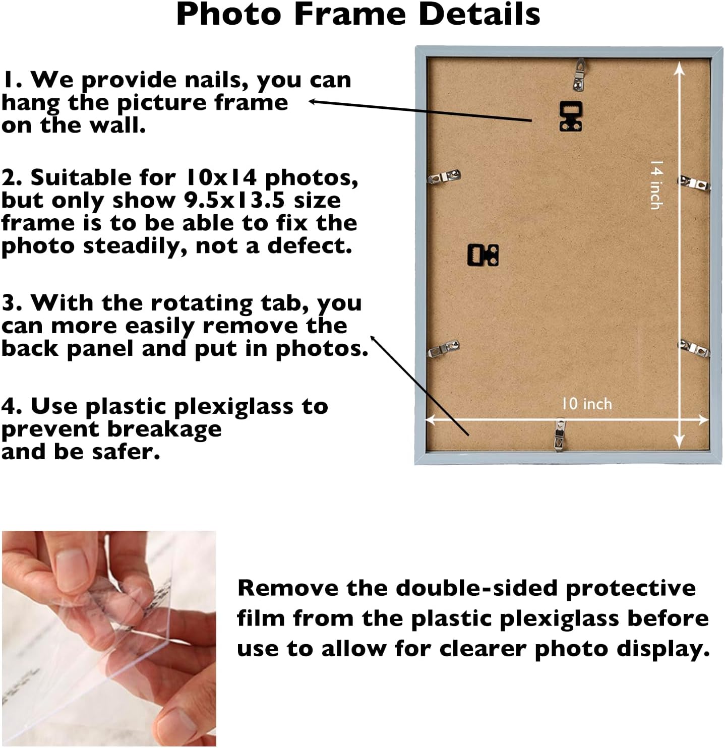 JCJMY 10x14 Picture Frame Set of 4 for 30 x 40cm Diamond Art Painting, Wall Mounting Horizontally or Vertically, 10 x