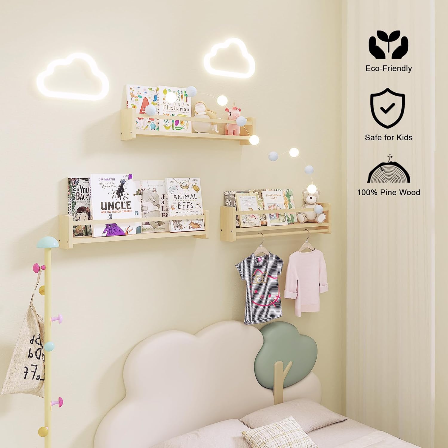 Pine Wood Nursery Shelves / Wooden / 16 In