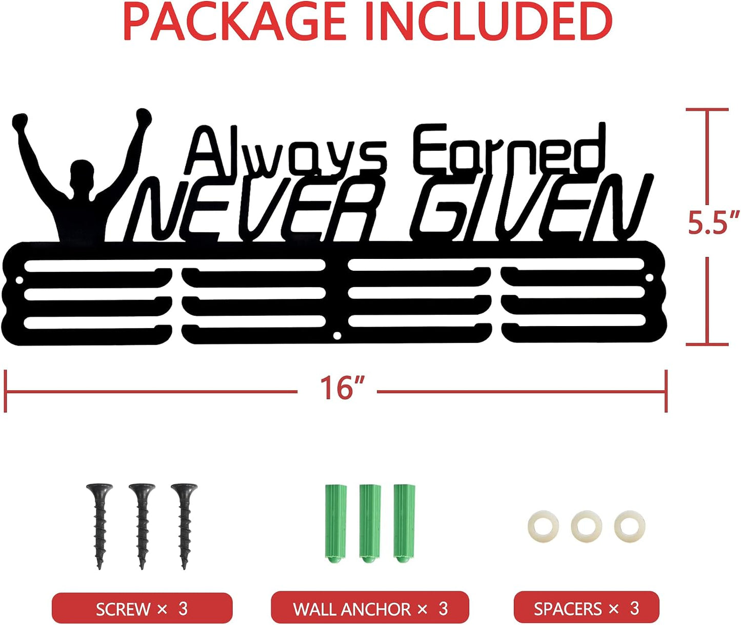 Goutoports Medal Hanger Display Rack - Personalized Award Ribbon Organizer for Sports Race Runner Gymnastics Plaques