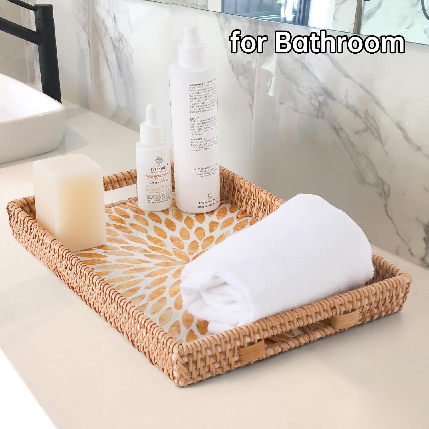 Rattan Serving Tray / Amber Leaf