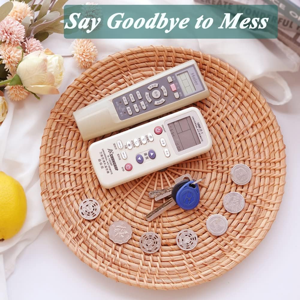 Round Decor Rattan Centerpiece Tray for Candle Vase Holder Keys Remote Tray for Entryway / 11 Inch