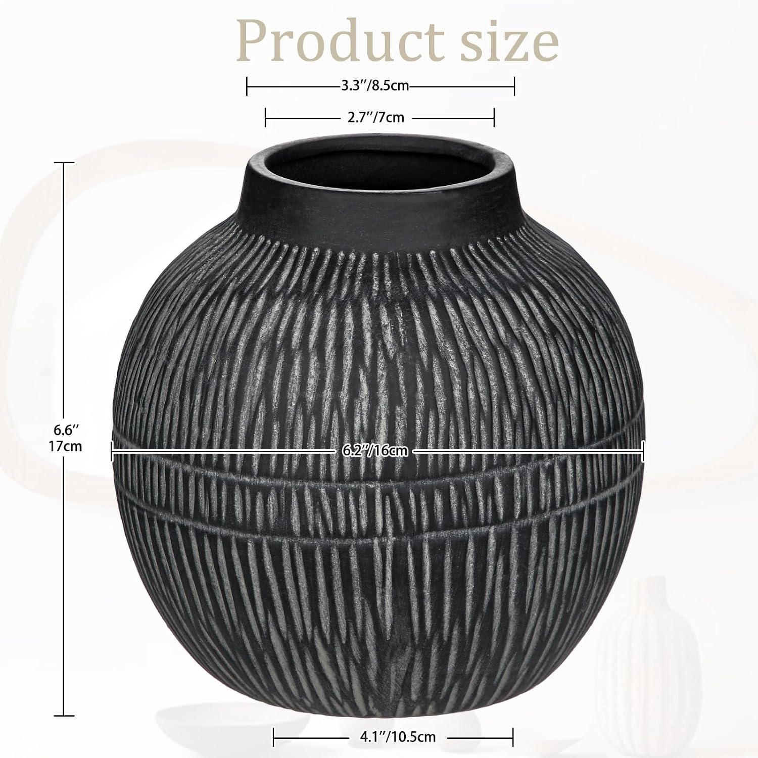 7" Short Rustic Vase / 7" Dark Grey