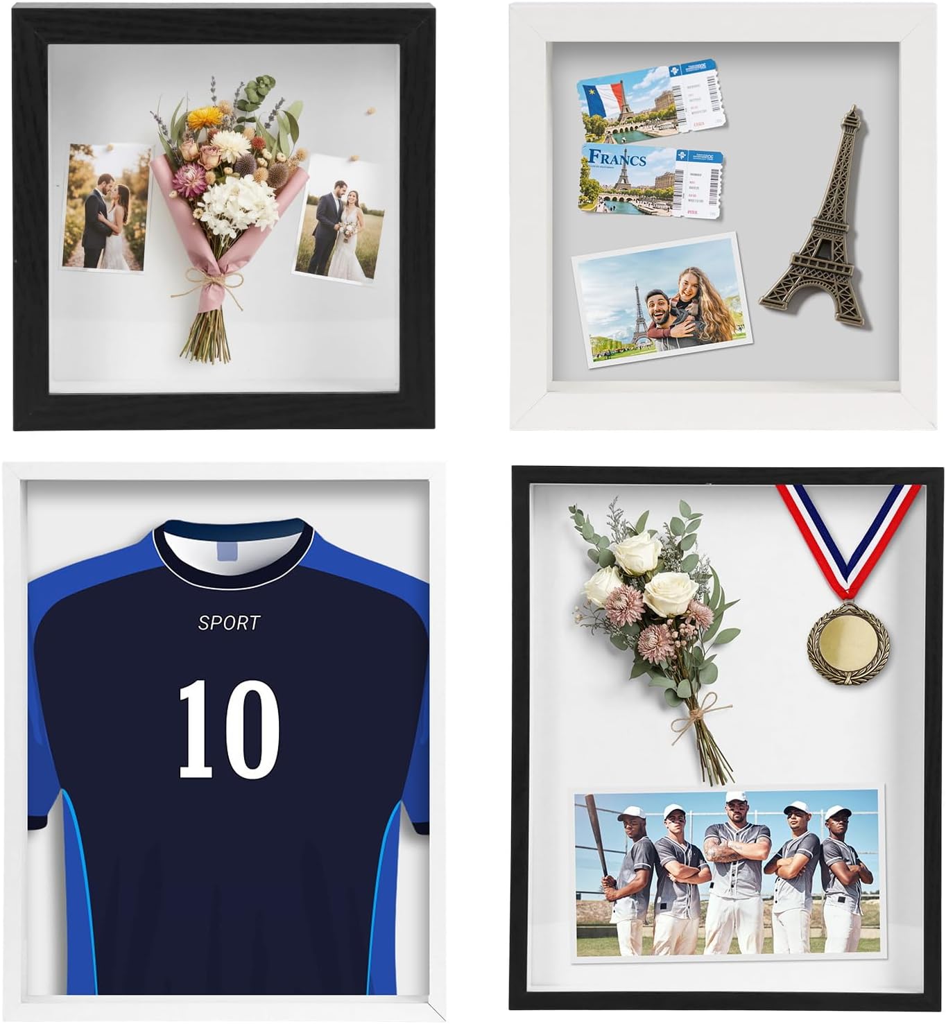 6 Pack Shadow Box Frame - 1.2" Deep 3D Picture Frame (White, 5"x5") | Shadow Boxes for Mothers Day & Wedding Keepsakes