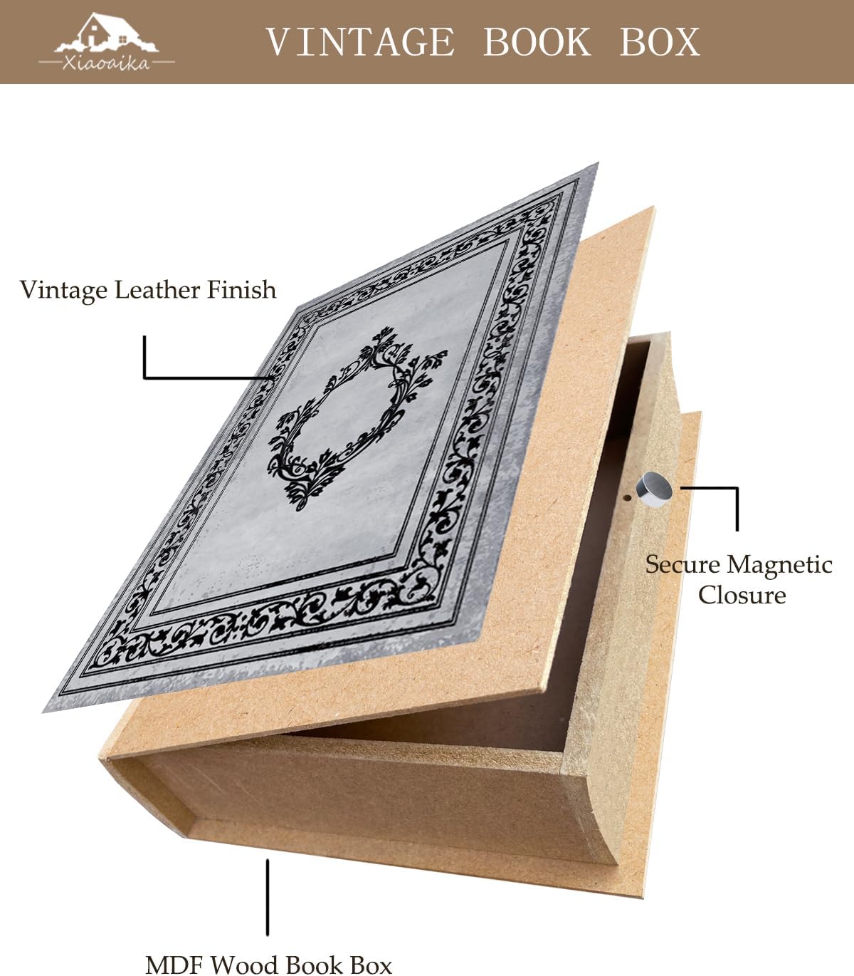 Vintage Faux Book Boxes / 2 x Grey / Set of 2