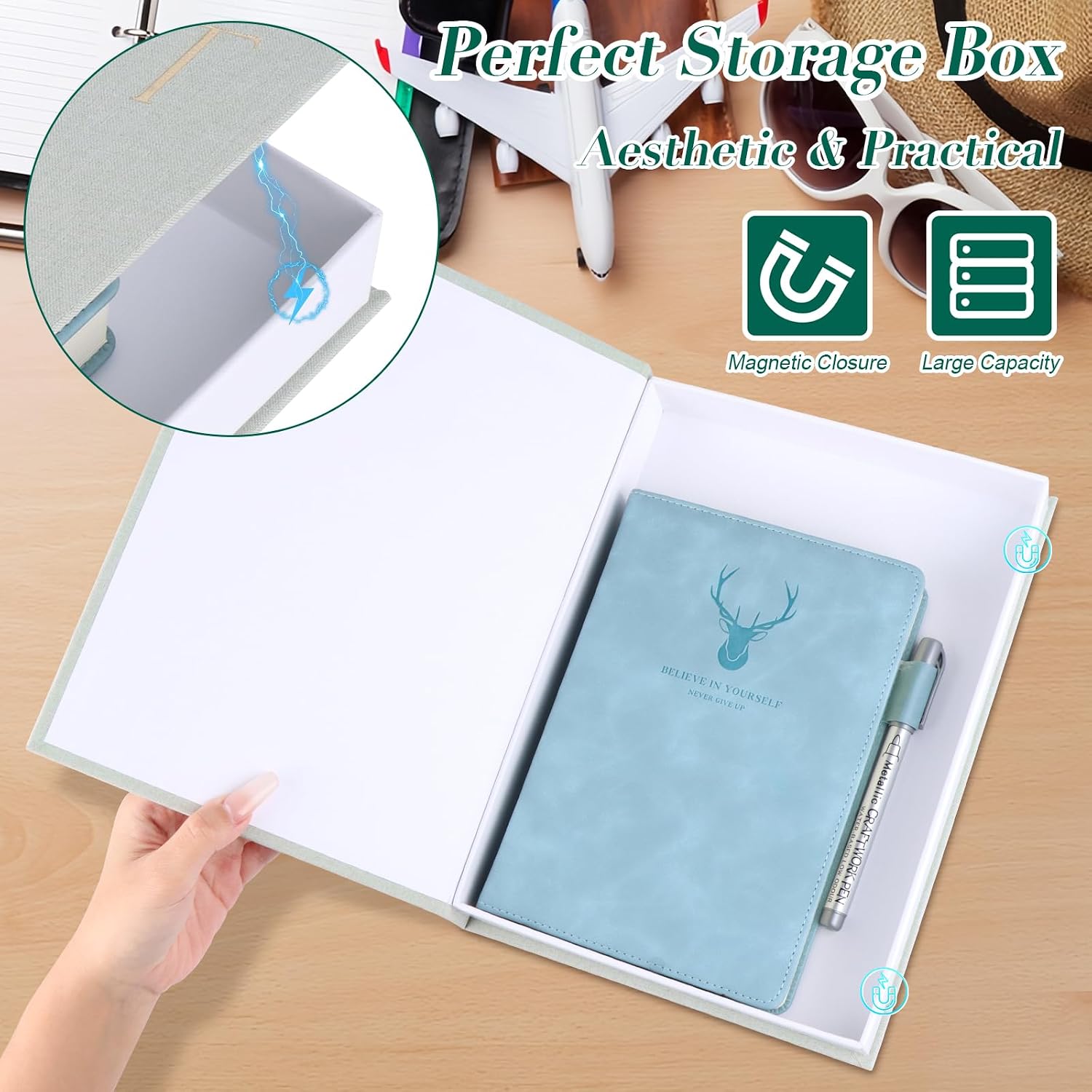Faux Books / Decorative Linen Book Storage Boxes / Set of 3