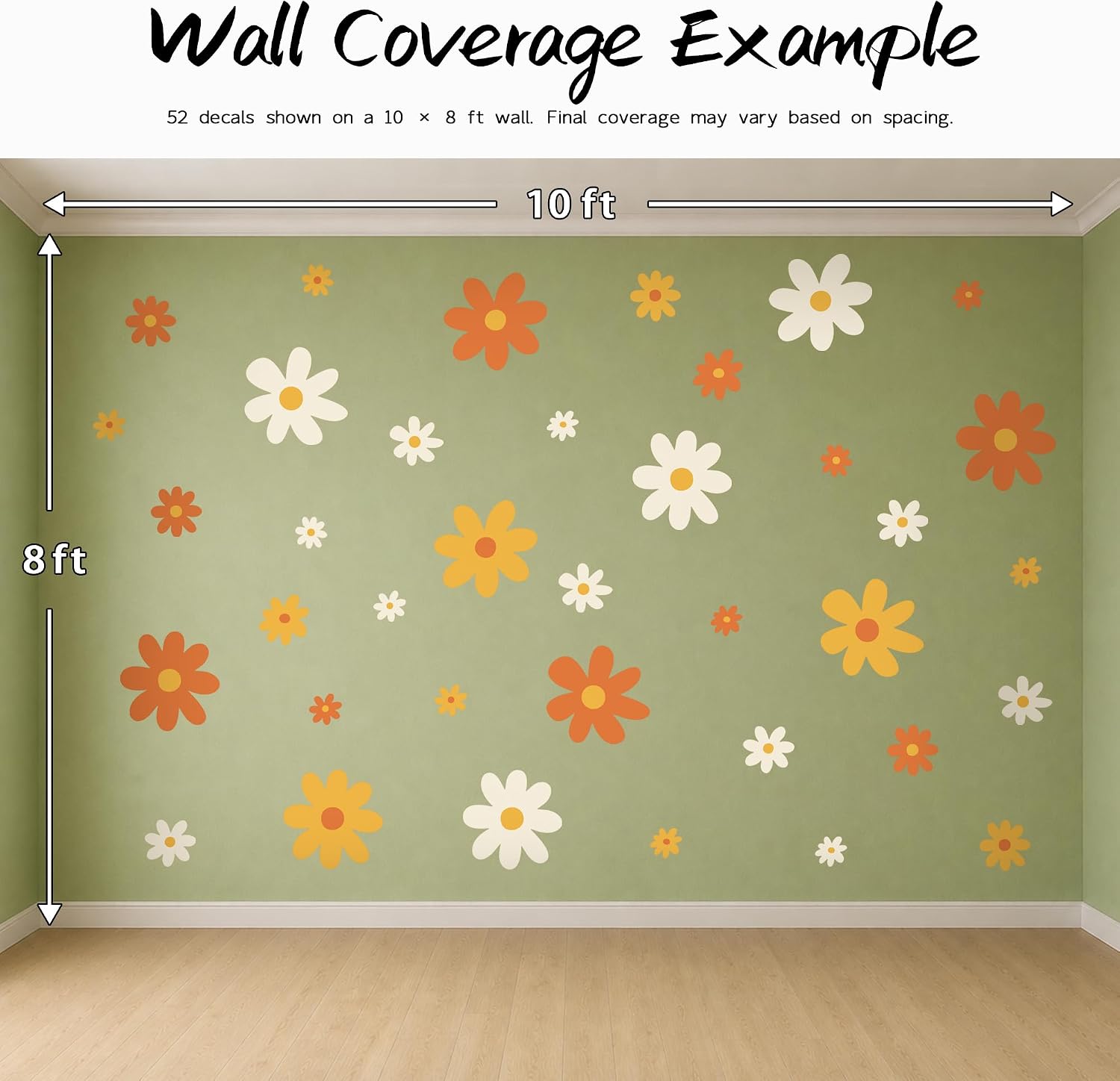 Large Daisy Wall Decals / Groovy / Set of 52