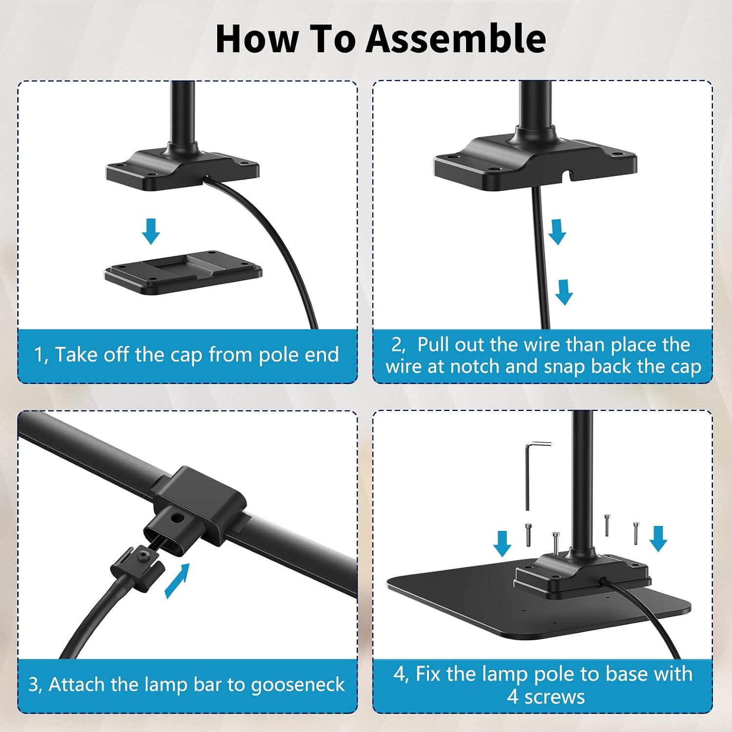 LED Desk Lamp Double Light: 1200LM Desk Light Base for Home Office, Black | Dual Screen Computer Monitor Light