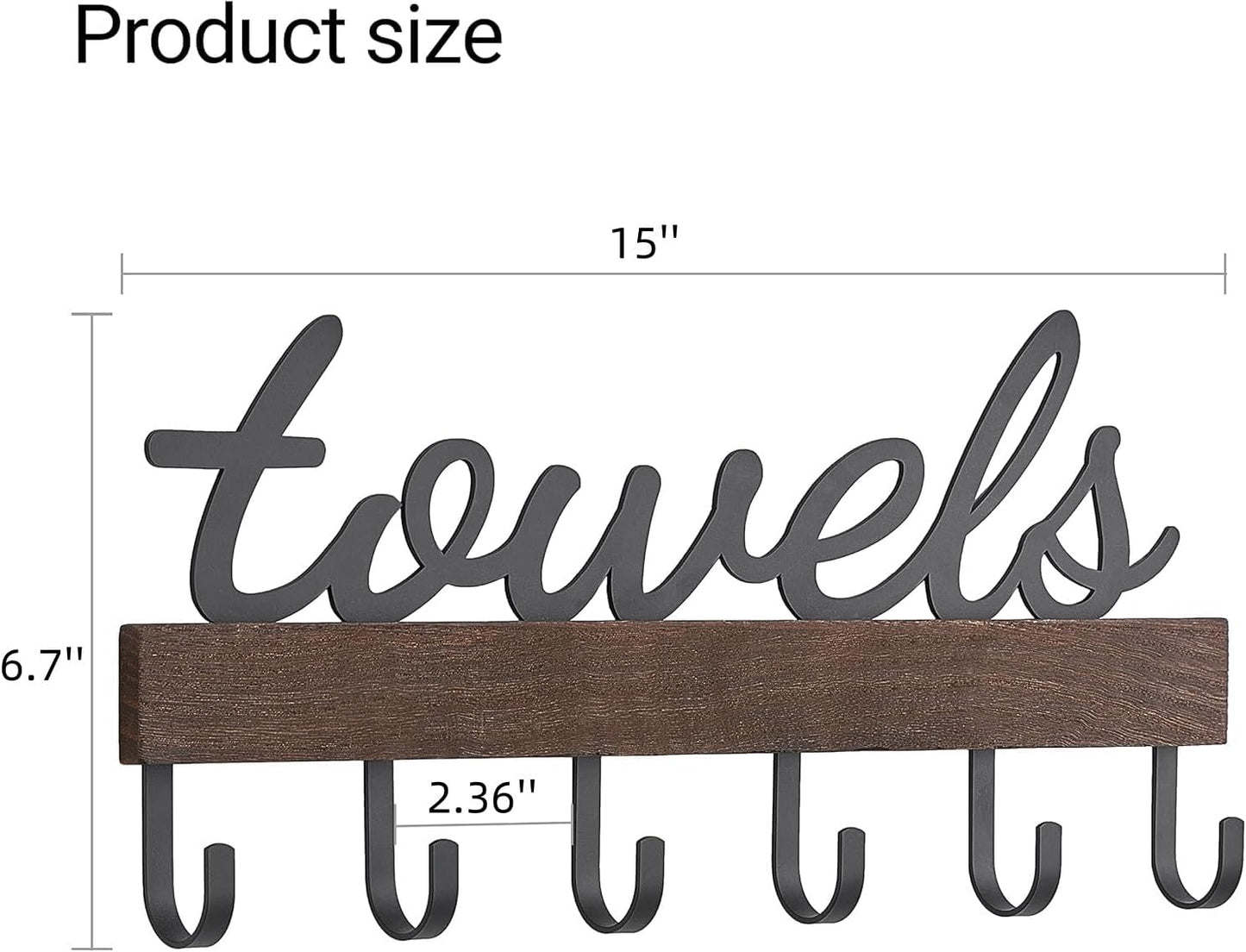 Towel Holder Wall Mount Bathroom Organizer Rustic Farmhouse Home Decor Hanger