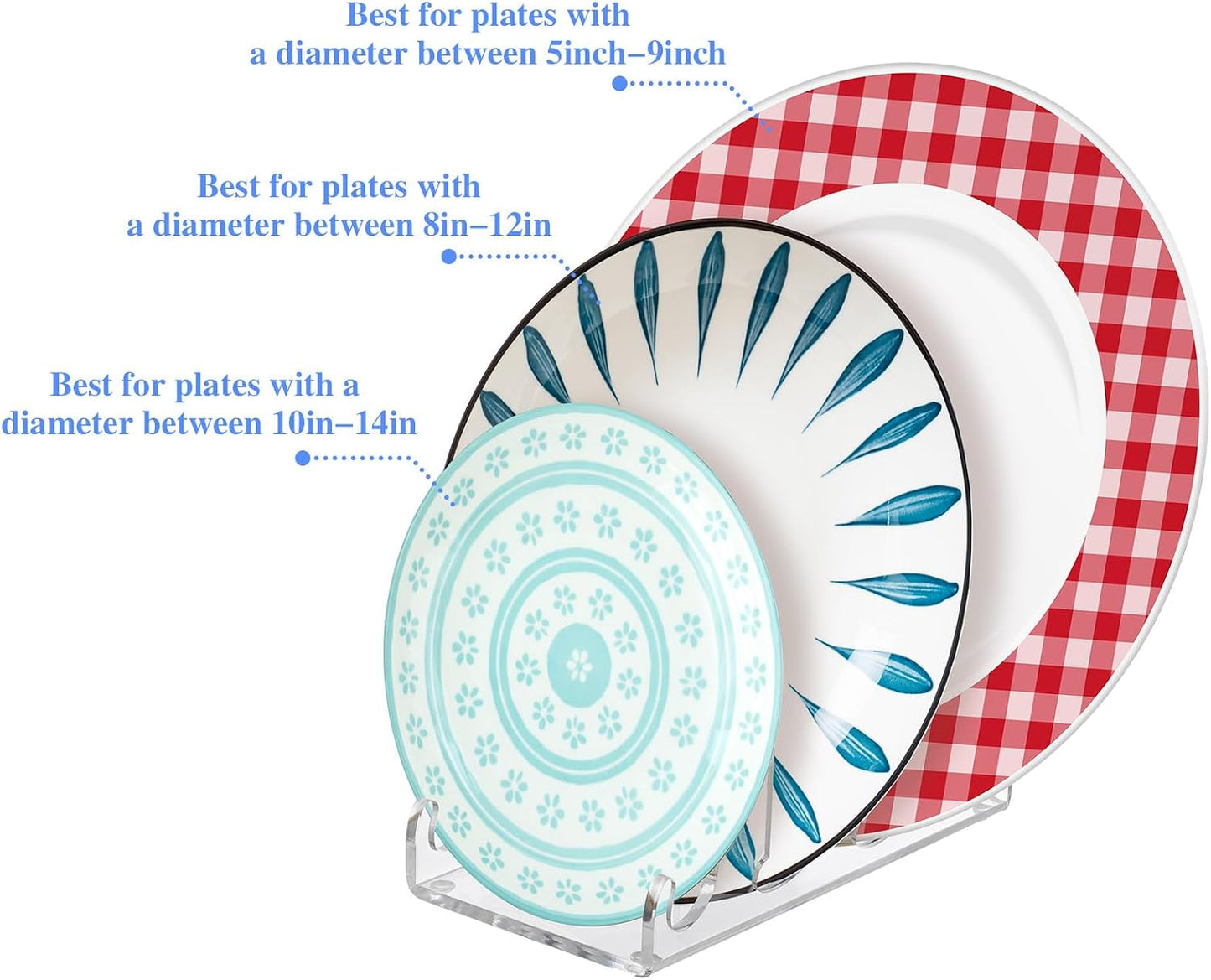 8 Pcs 3 Tier Plate Dinnerware Display Stand Acrylic Plate Stands for Clear China Platters Holders Racks for Display