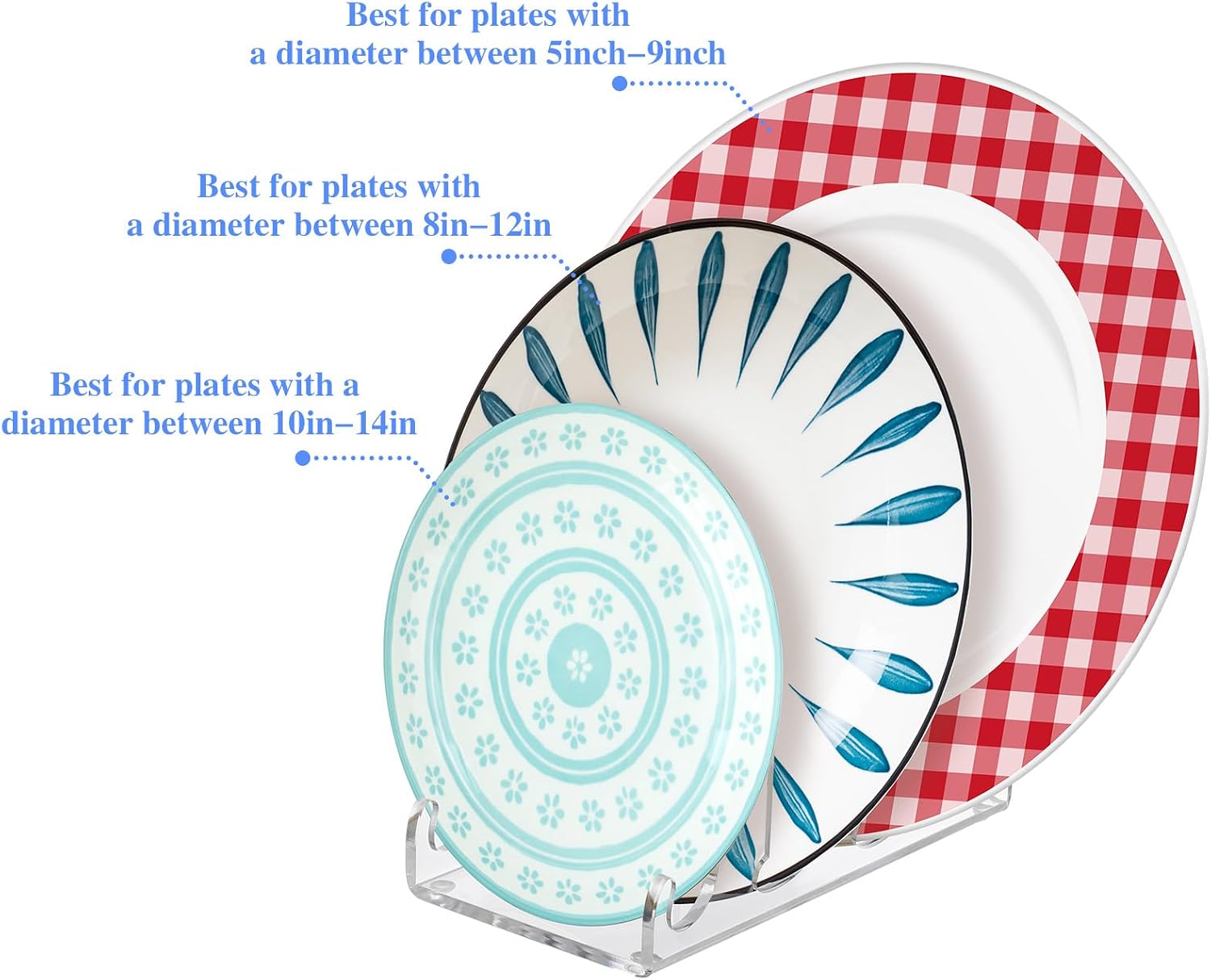 8 Pcs 3 Tier Plate Dinnerware Display Stand Acrylic Plate Stands for Clear China Platters Holders Racks for Display