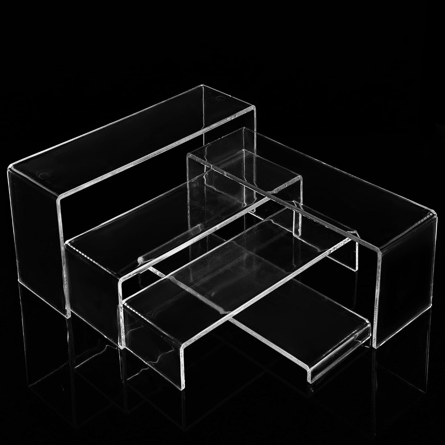 10 Pack Acrylic Display Risers, 2 Set(7”L~8”L~9”L) Perfume Stand Organizer, Easy to Store Clear Cupcake Stand, Display