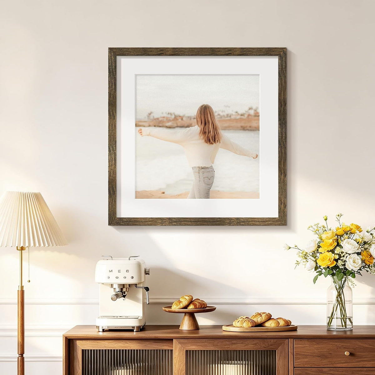 20x20 Rustic Brown Picture Frame, Poster Frame for Wall, 3 Pack | Fits 16x16 Photos With Mat or 20x20 Without Mat