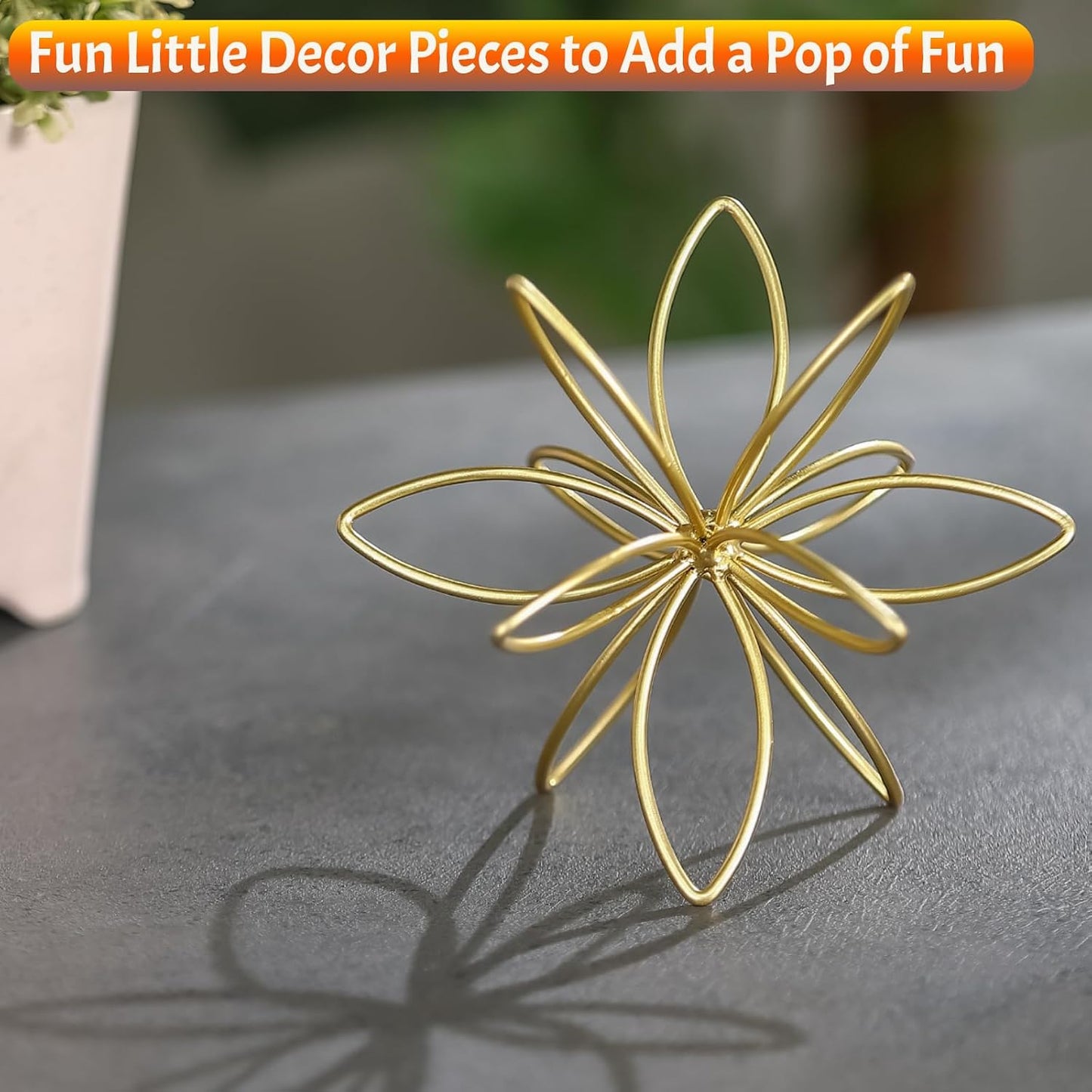 Metal Handmade Floral Decorative Sculpture / Golden-4.25in / Gold