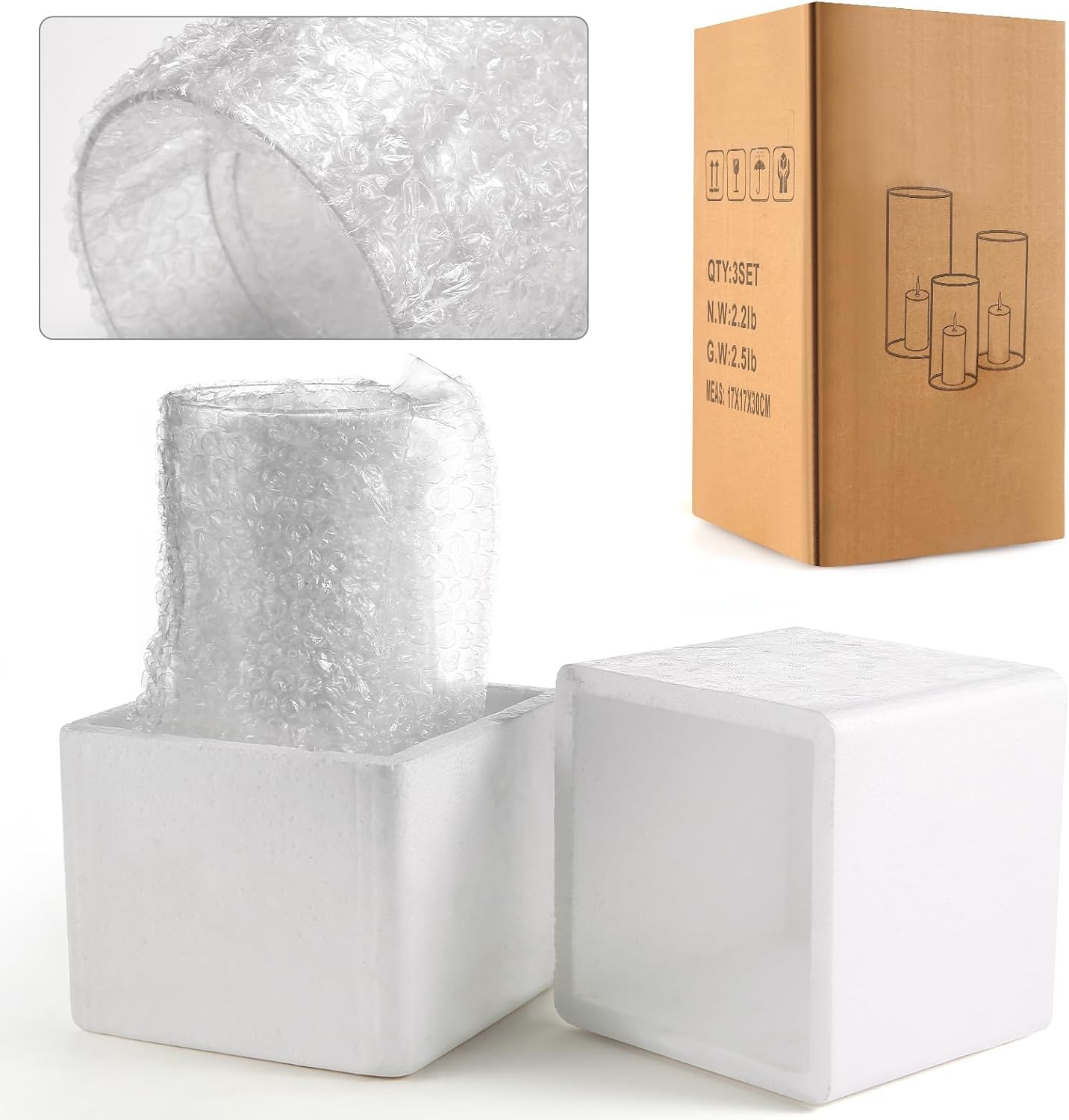 PHOSPHOR Hurricand Candle Holder 18 PCS, Glass Pillar Candle Holder, Clear Glass Cylinder Candleholder Glass Cylinder