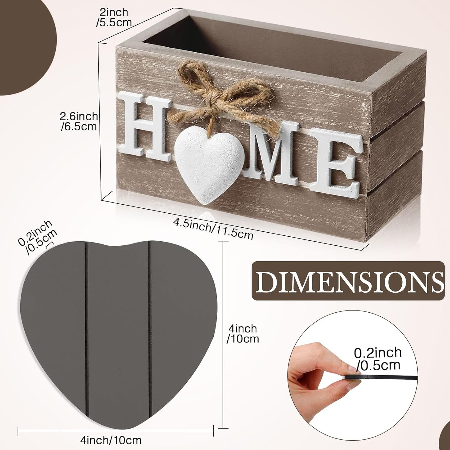 Wooden Heart Coasters House Warming Gifts New White Elephant / Home / Brownish Black / Set of 6
