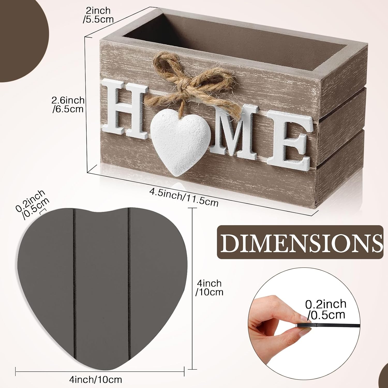 Wooden Heart Coasters House Warming Gifts New White Elephant / Home / Brownish Black / Set of 6