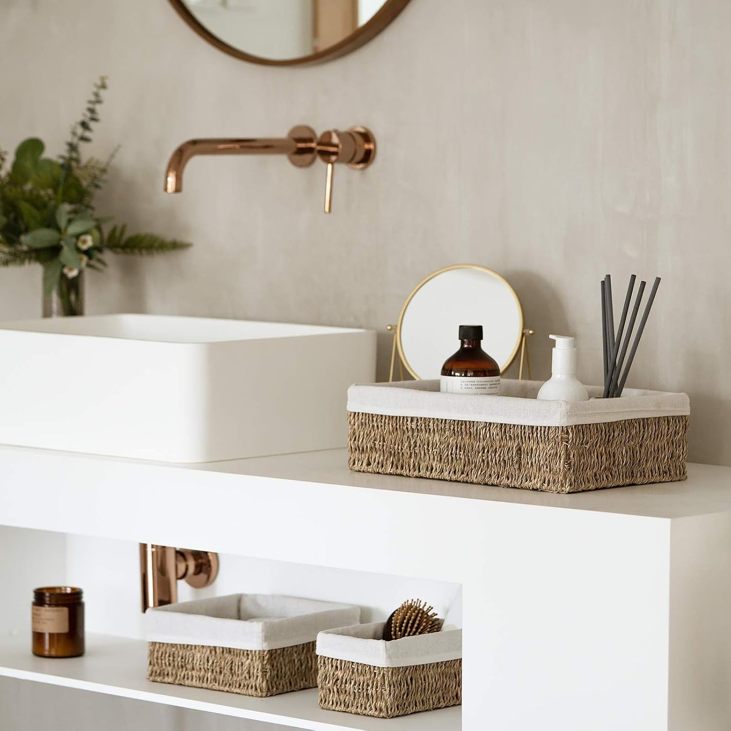 Hand-woven Nesting Wicker Baskets Set / Natural