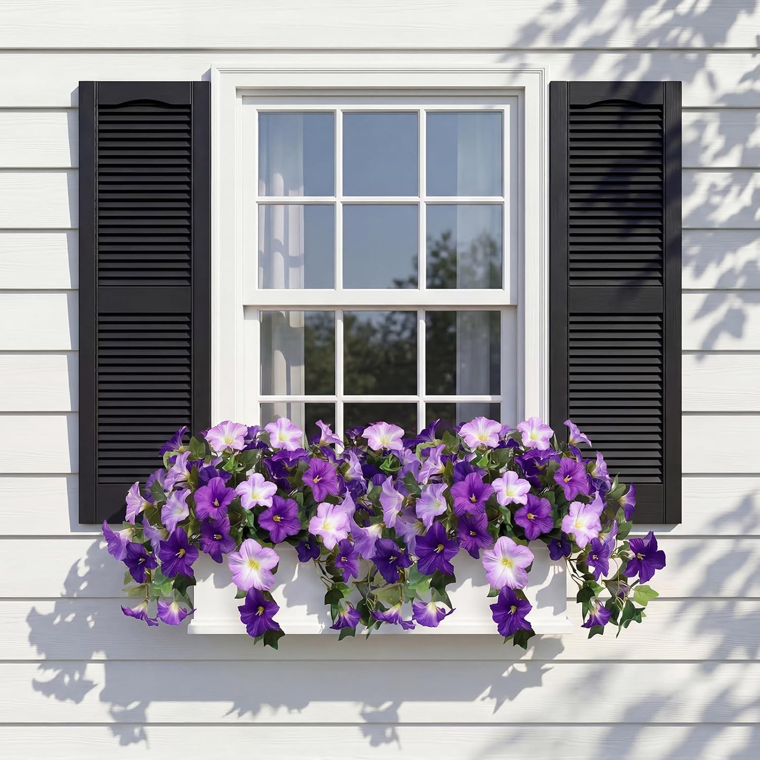 Artificial Hanging Flowers / Purple White / Only / Set of 3