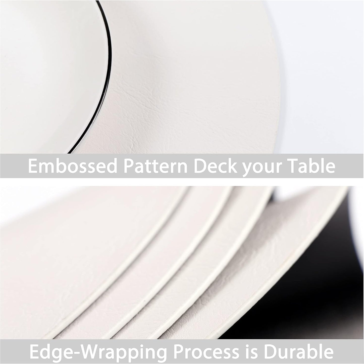 Embossed PU Leather Placemats, Waterproof Coffee Coasters, Kitchen Table Mats, Easy to Wipe Off for Dining Round Table