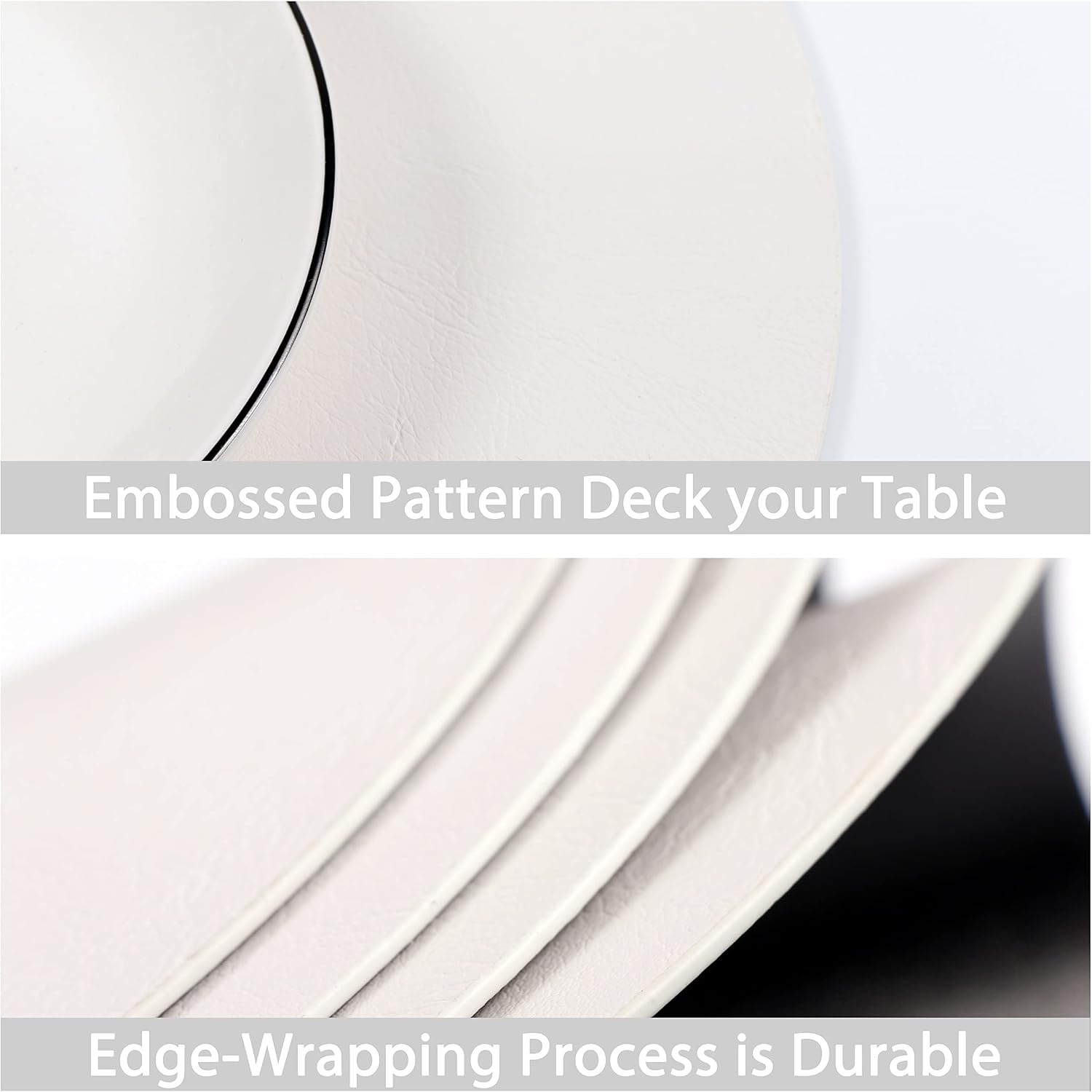 Embossed PU Leather Placemats, Waterproof Coffee Coasters, Kitchen Table Mats, Easy to Wipe Off for Dining Round Table