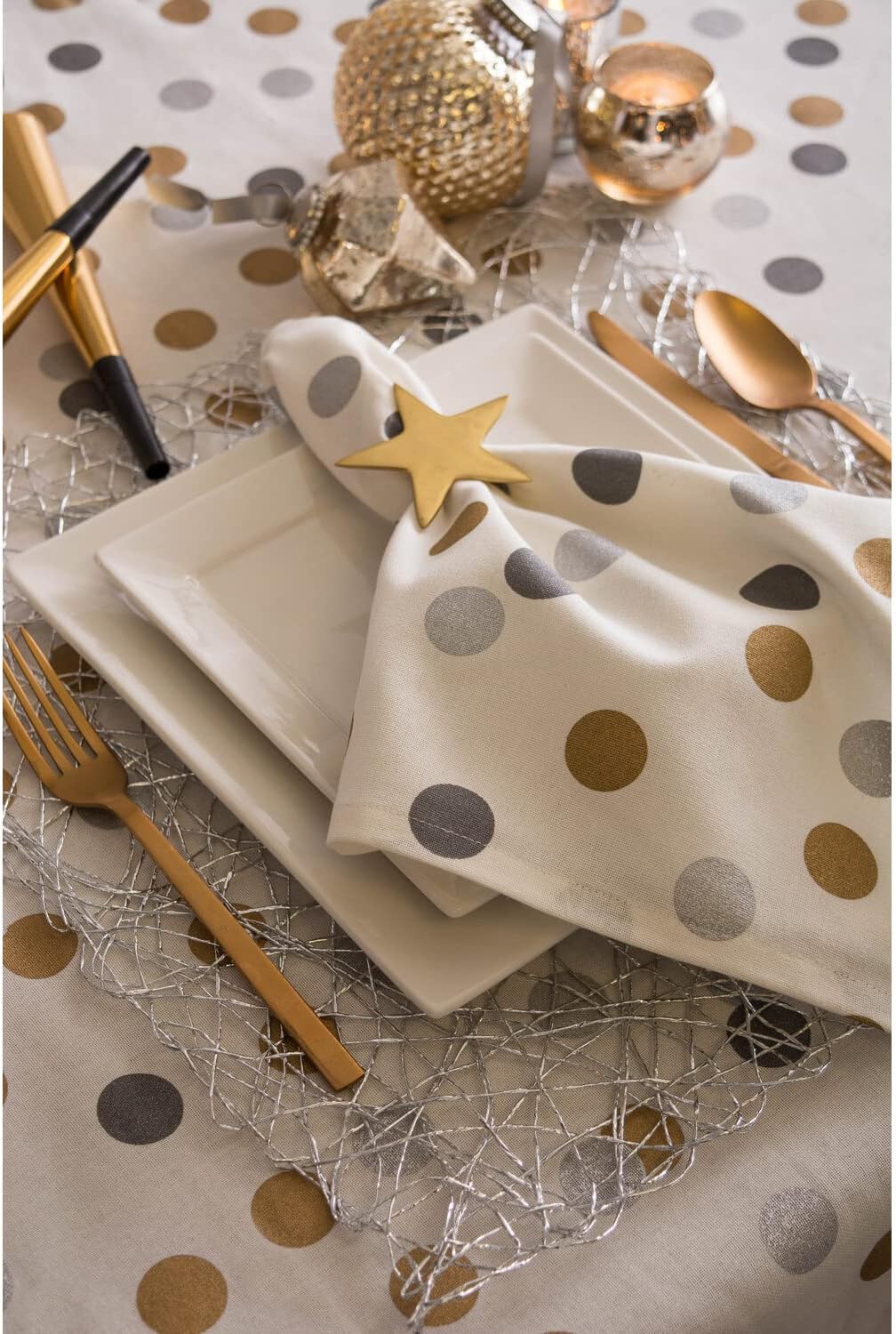 DII Christmas Thanksgiving Holiday Tabletop Décor Collection Decorative Napkin Ring Holder Set, 2.5" Diameter, Gold