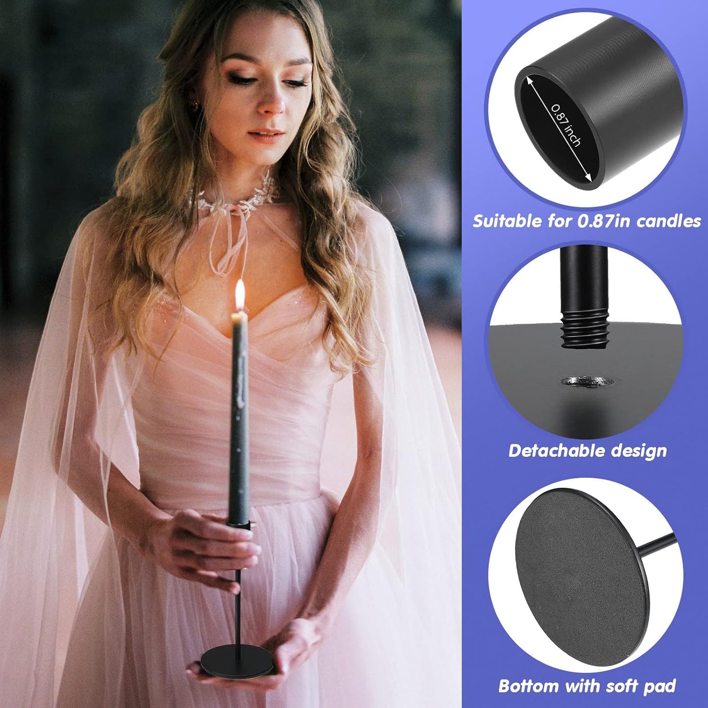 Sieral Candle Holders Bulk Taper Candlesticks Holders Set Modern Decorative Metal Candelabras for Wedding Anniversary