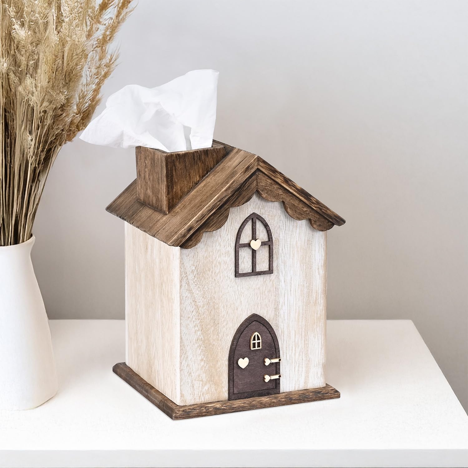 Farmhouse Wooden Square Tissue Box Cover