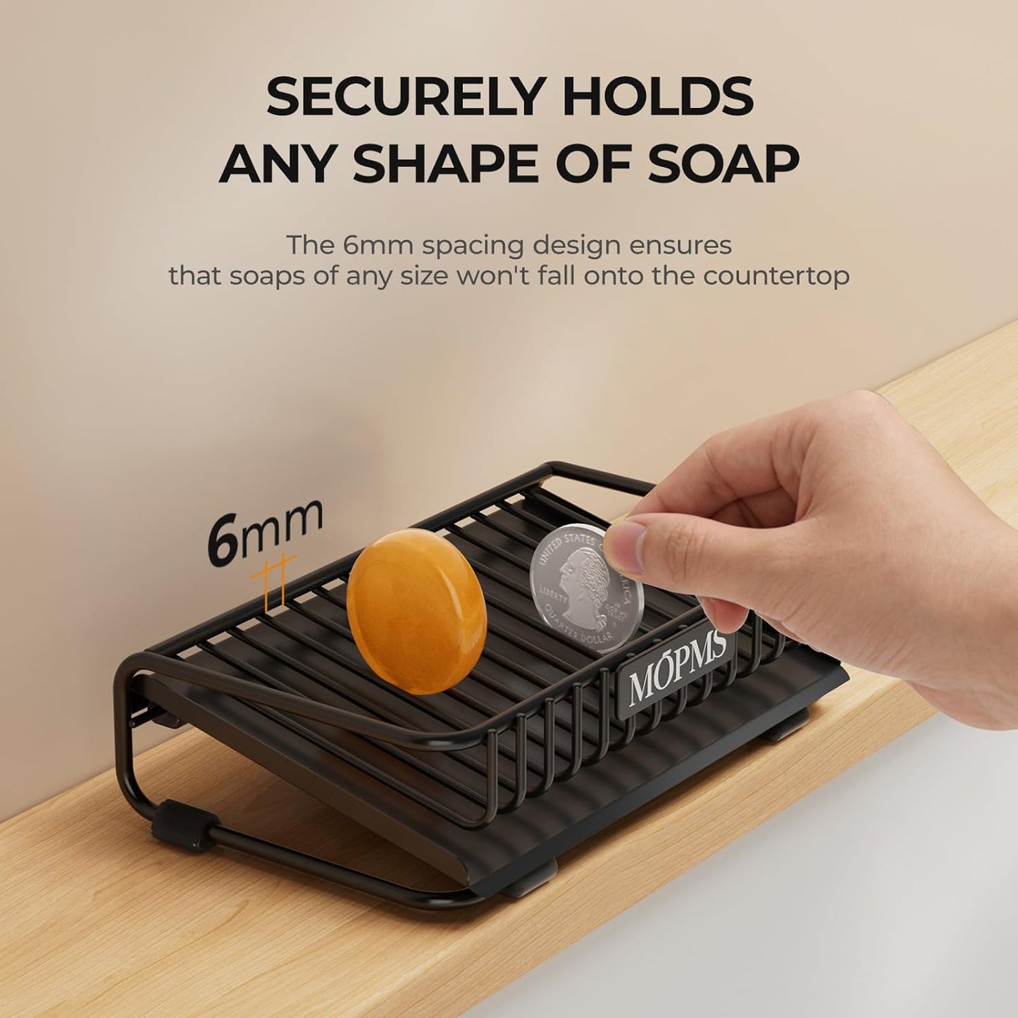 Carbon Steel Bar Soap Holder for Shower / Black