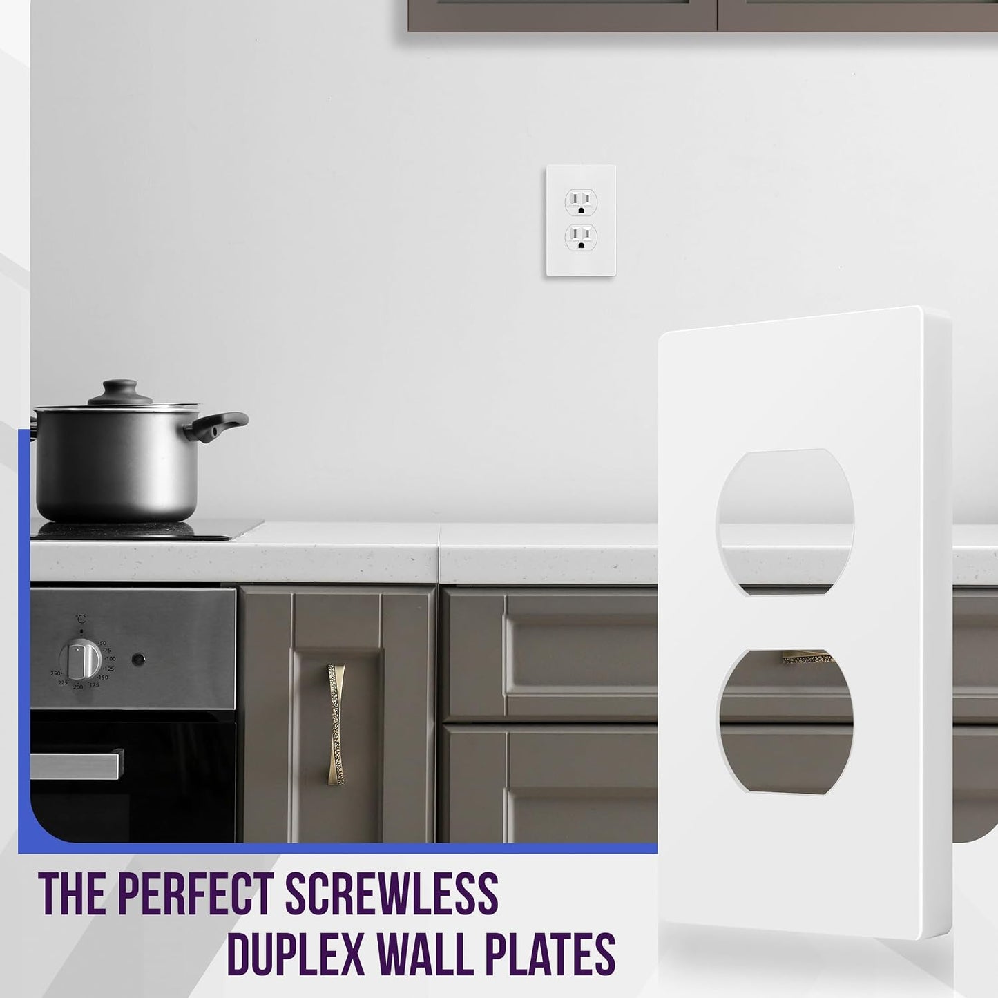 ENERLITES Screwless Duplex Wall Plate Covers, Child Safe Receptacle Outlet Covers, Size 1-Gang 4.68"x 2.93",Unbreakable