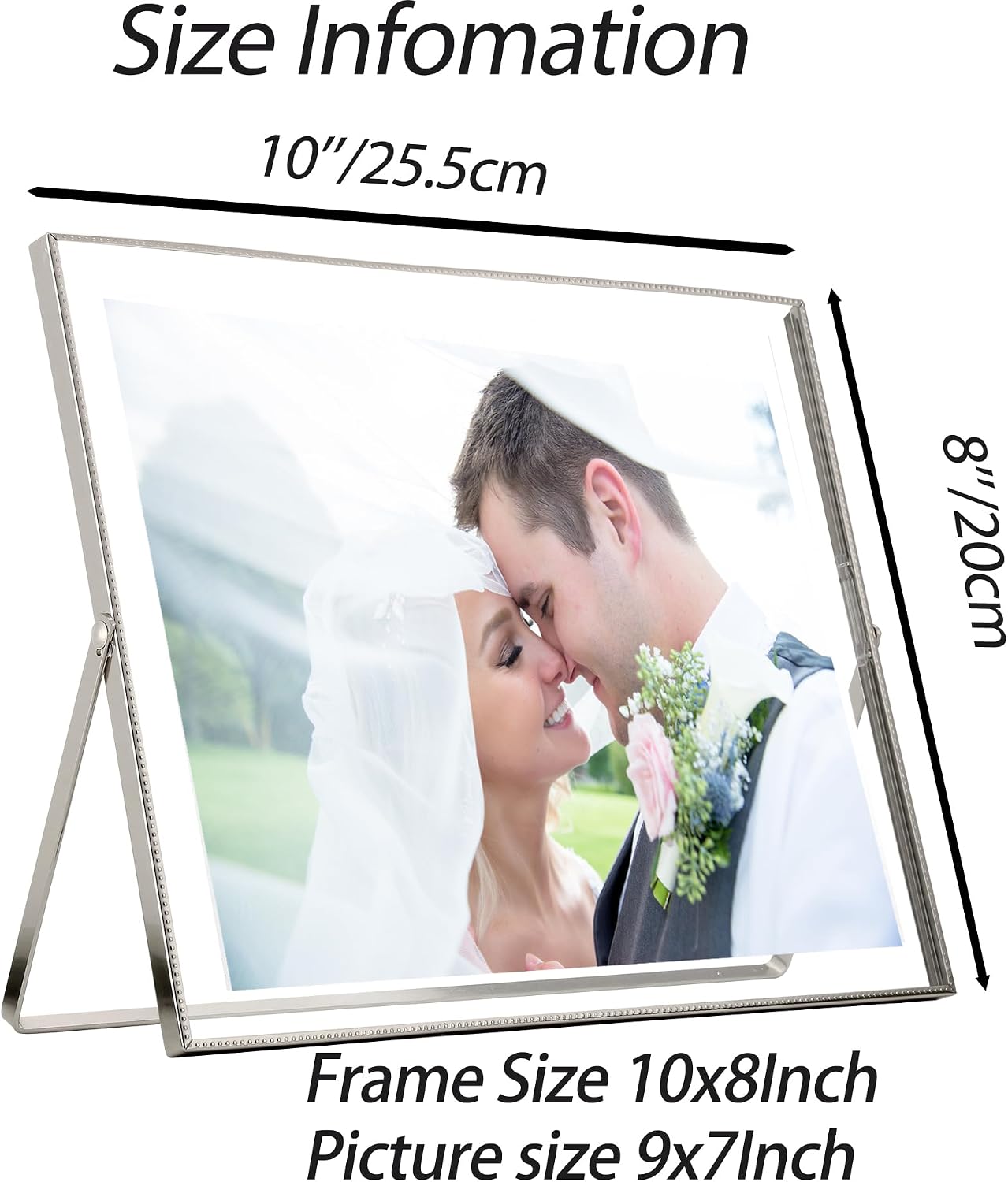 Silver 8×10"(Horizontal) Floating Picture Frames Set of 2,For Picture (7x9'',6x8'',5x7''),Tabletop Shelf Photo