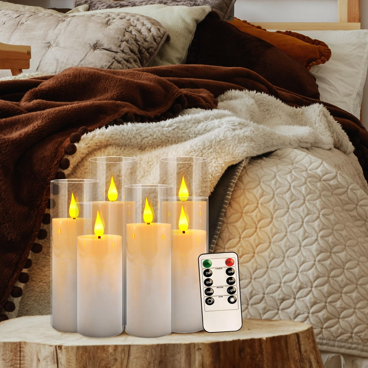 24 Pcs Acrylic LED Flameless Candles with 4 Remote,White,Flickering, Clear, Suitable for Wedding, Party, Home