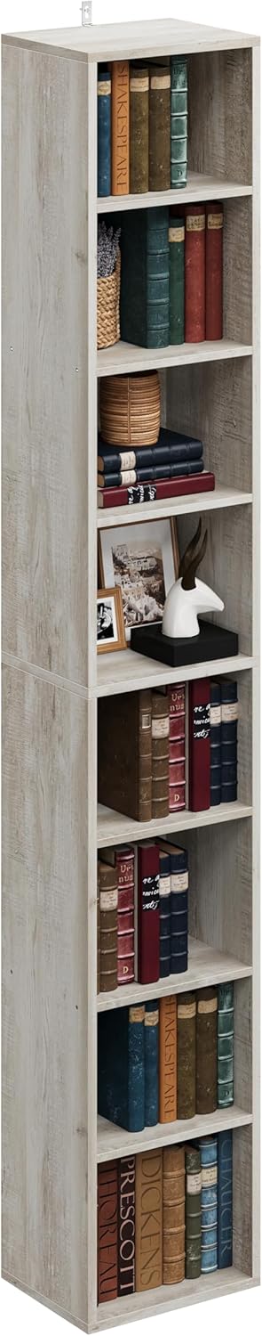 Floor Standing Display Storage Shelves in Tall / Beige Maple / 71 Inch