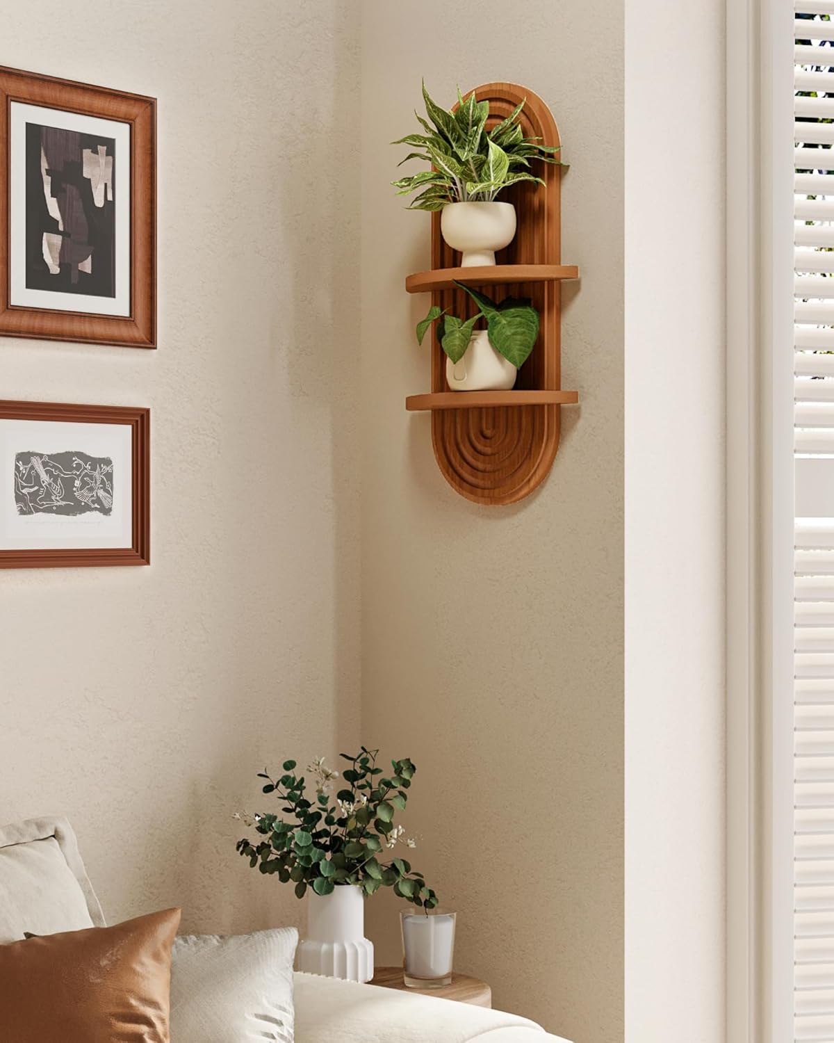 Boho Wall Decor Brown Plant Wall Shelf / Brown - Glossy / 16.7