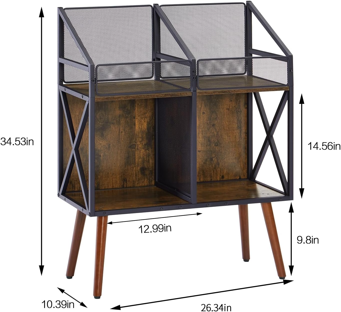 EYOCAL Vinyl Record Storage Holder Rack,250 LP Wooden Record Display Table for Albums Books Magazines Files for Living