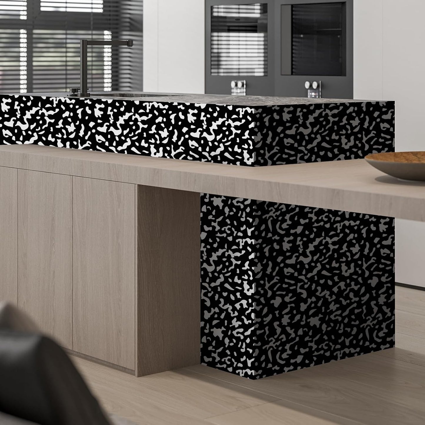 Black Contact Paper Composition Wallpaper Peel and Stick Wallpaper Vintage / 17.3 x 120 / White