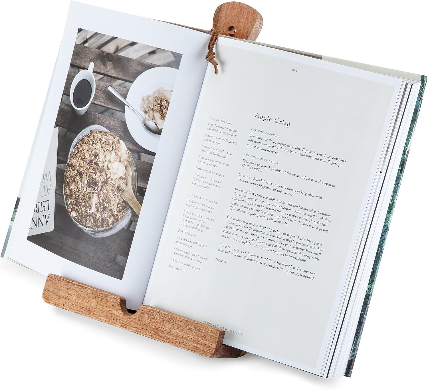 Twine Cookbook Stand, Acacia Wood Tablet Stand, Recipe Book Holder, Rustic Kitchen Decor Countertop Display, Acacia