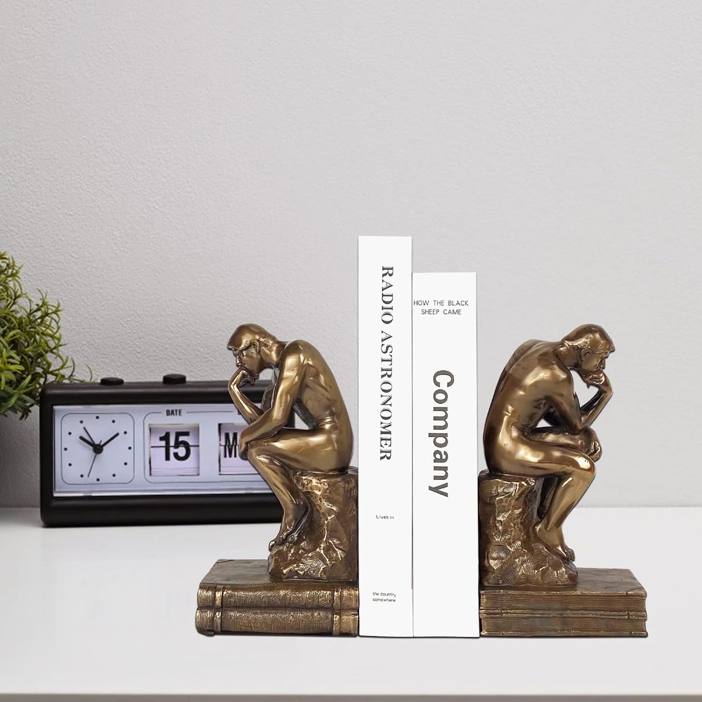 Cool Bookends Decorative Unique Book Ends Book Stopper The Thinker Statue / Gold / Set of 2