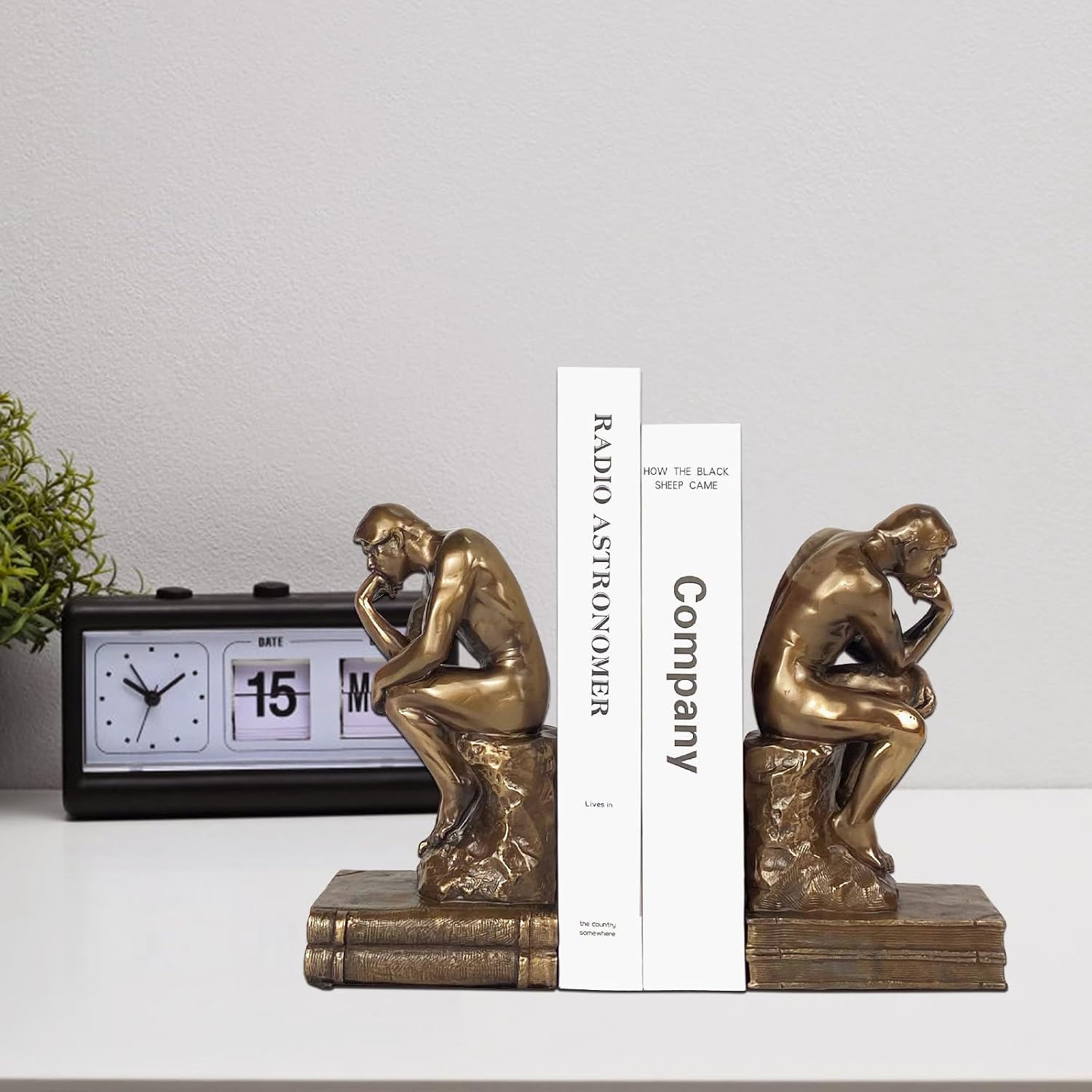 Cool Bookends Decorative Unique Book Ends Book Stopper The Thinker Statue / Gold / Set of 2
