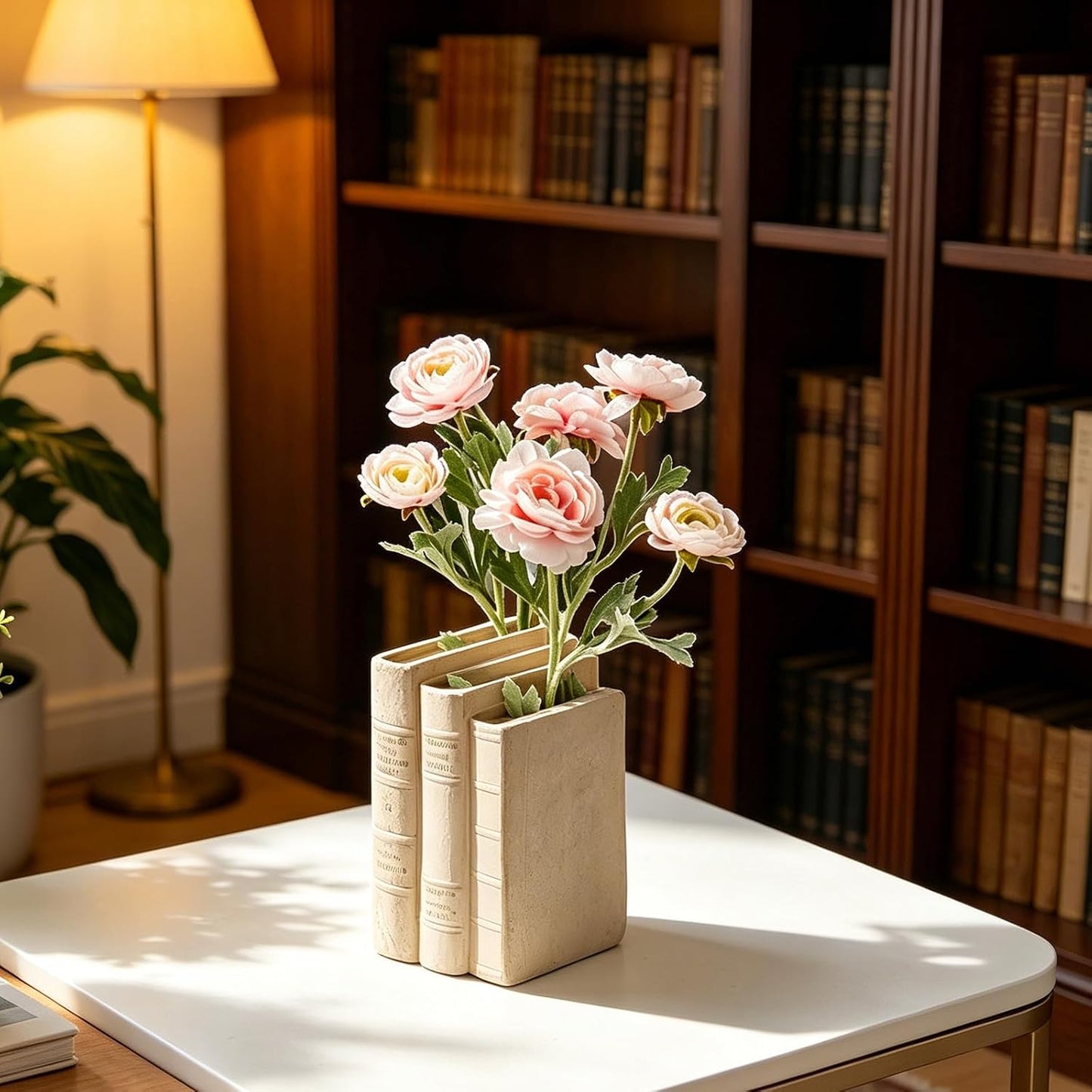 Book Shaped Vase for Flowers / Cream-vase